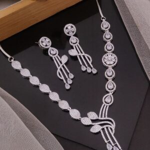 Elegant CZ Diamond Necklace Set – Premium Party Wear Design