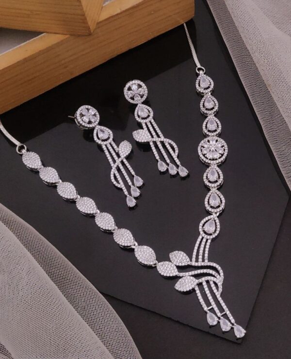 Elegant CZ Diamond Necklace Set – Premium Party Wear Design