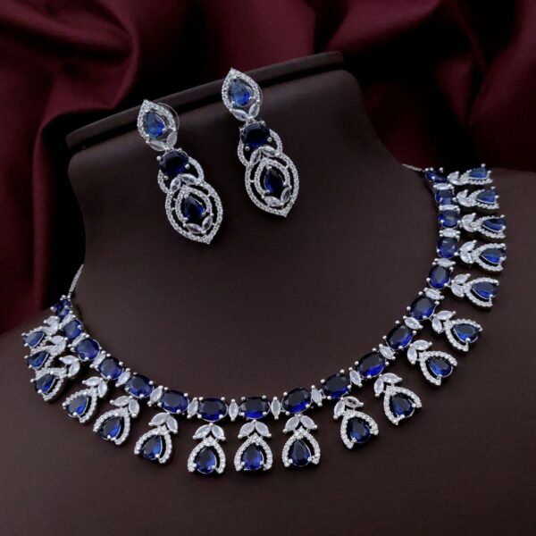 Luxury AD Stone Necklace Set with Designer Drop Earrings – Bridal & Party Wear - Image 5