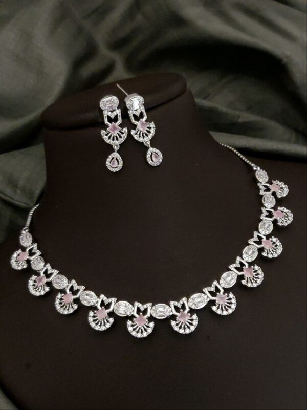Regal Radiance Pink AD Necklace Set – Sparkling Symphony with a Modern Twist