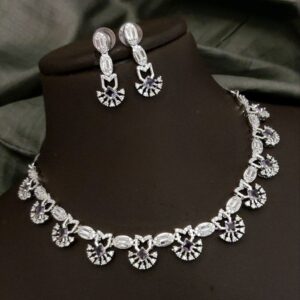 Regal Radiance Purple AD Necklace Set – Sparkling Symphony with a Modern Twist