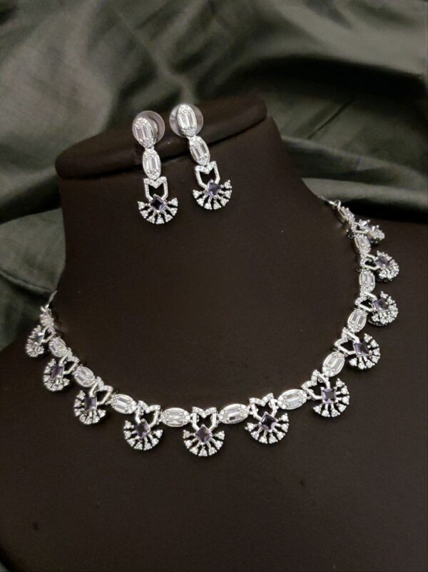 Regal Radiance Purple AD Necklace Set – Sparkling Symphony with a Modern Twist