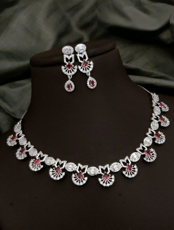 Regal Radiance Red AD Necklace Set – Sparkling Symphony with a Modern Twist