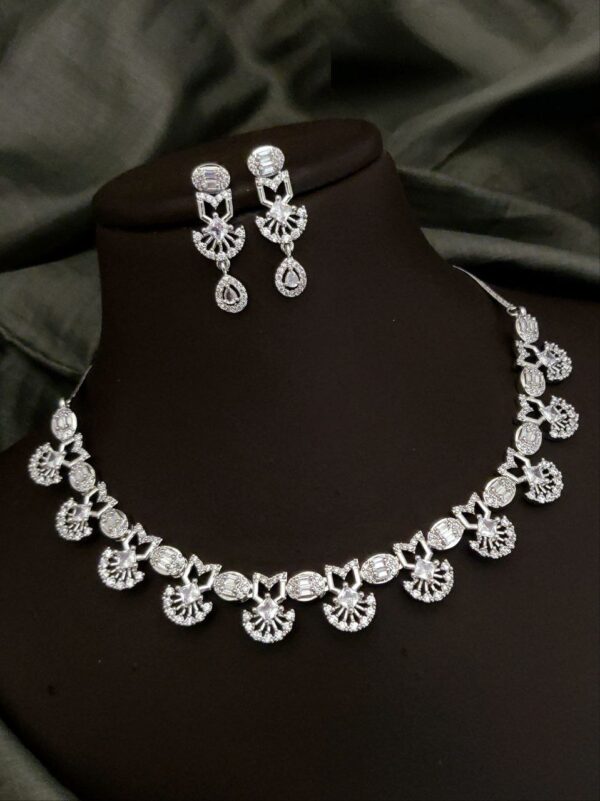 Regal Radiance White AD Necklace Set – Sparkling Symphony with a Modern Twist