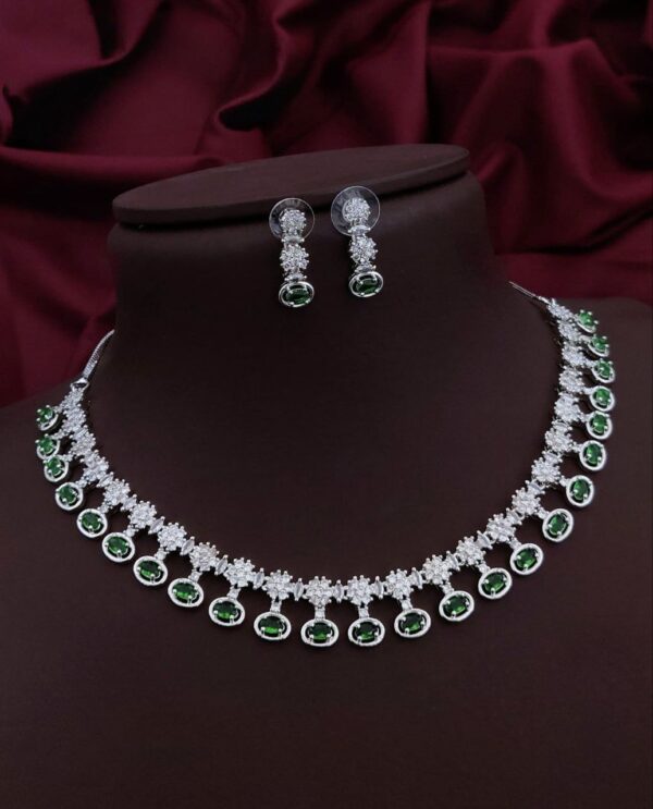 Royal Radiance Green AD Necklace Set – Timeless Glamour in Every Detail