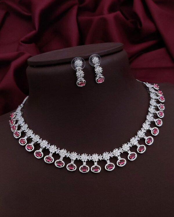 Royal Radiance Red AD Necklace Set – Timeless Glamour in Every Detail