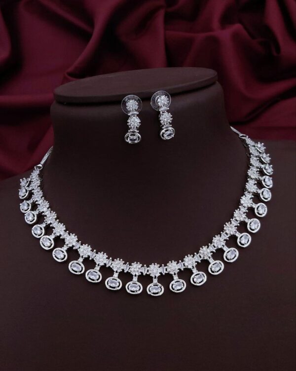 Royal Radiance White AD Necklace Set – Timeless Glamour in Every Detail