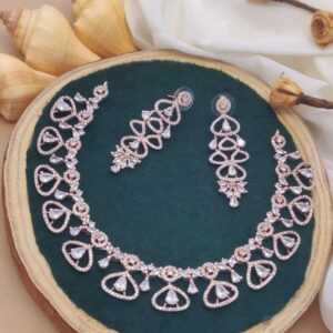 Graceful Teardrop Bridal Necklace & Earring Set - Rose Gold