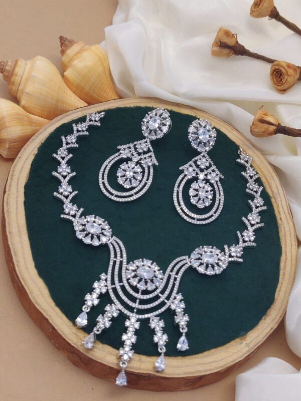 Royal Sparkle AD Necklace Set – Layered Grandeur with Statement Earrings