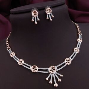 Button Bloom Dual-Tone Necklace Set (Modern Designer Look)