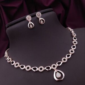 Classic Teardrop American Diamond Necklace Set for Women - Lightweight Party Wear Jewellery