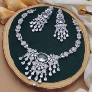 Crystal Rainfall Bridal AD Necklace Set