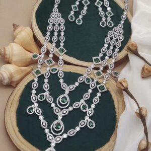 Emerald Royale Triple-Layer CZ Necklace Set