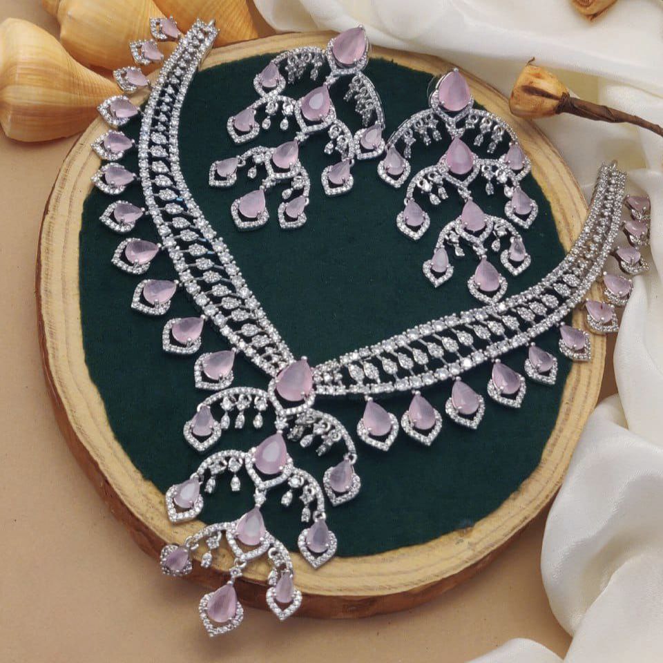 Lavender Royale Pear-Drop Bridal Necklace Set