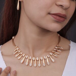 Radiant Drops Rose-Gold Necklace Set with Earrings