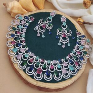 Royal Mehr Multicolor AD Bridal Necklace Set