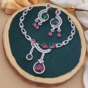 Ruby Emerald Fusion Necklace Set